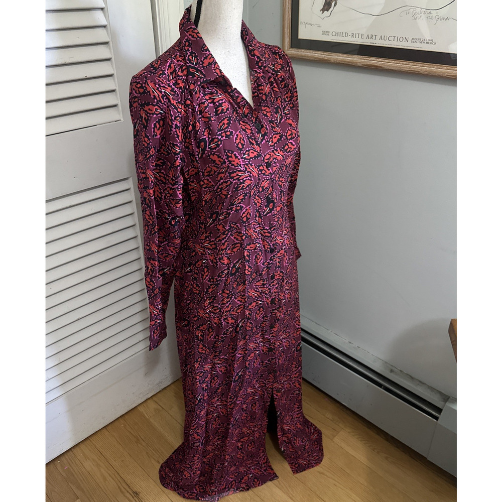 Anna Kay Shirt Dress Womens Large Dark Pink Mantry Midi Edgy Eclectic Euro Chic - Picture 3 of 11